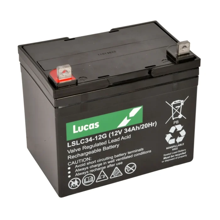 LSLCG34-12*-LUCAS AGM-EV VALVE REGULATED LEAD ACID BATTERY (LSLCG DEEP CYCLE Range) - 600 CILCOS 80%DOD - Imagen 1